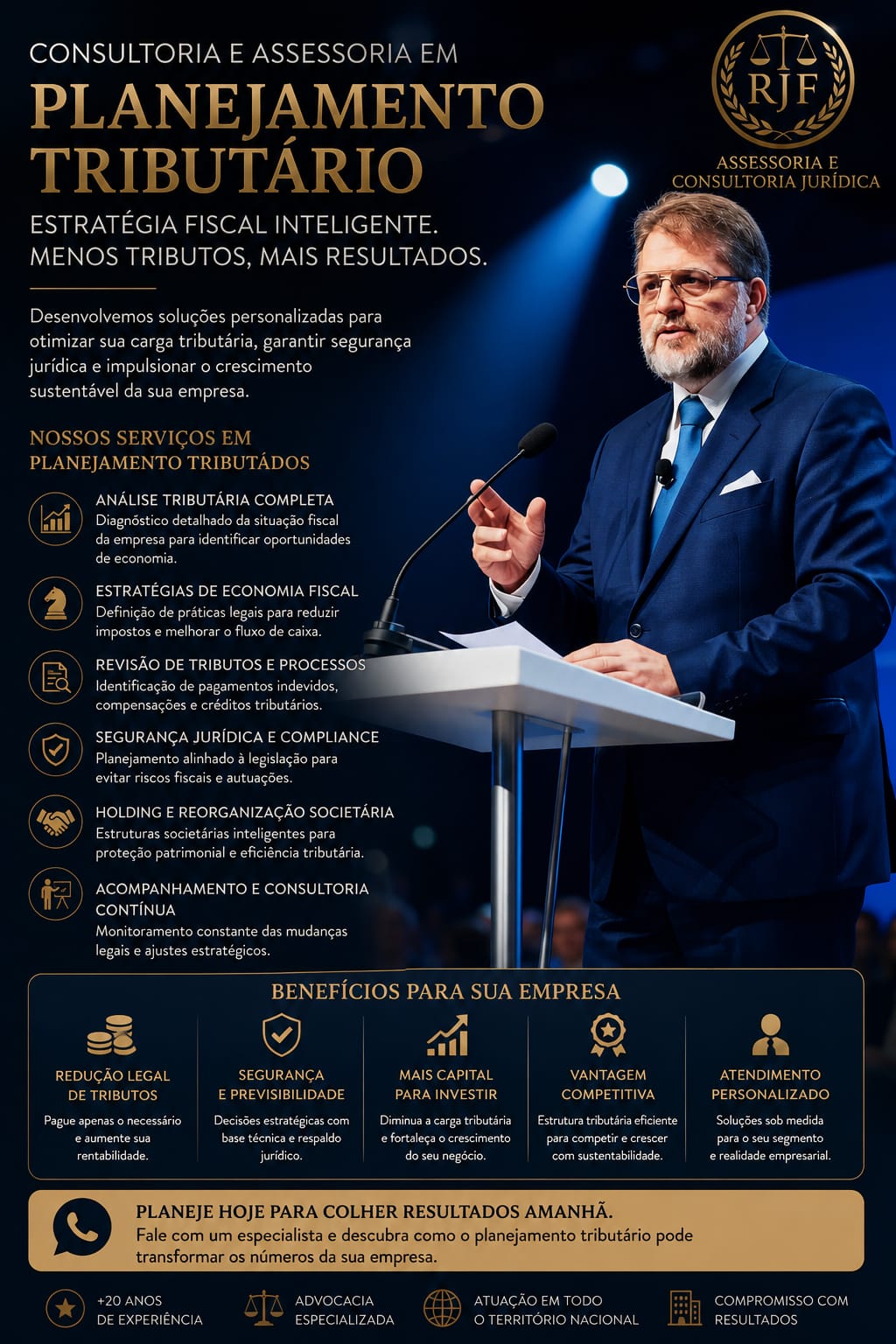 Banner da RJF sobre atuação em Direito Tributário Empresarial