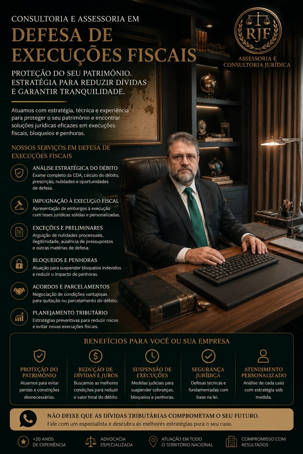 Banner da RJF sobre defesa em execuções fiscais